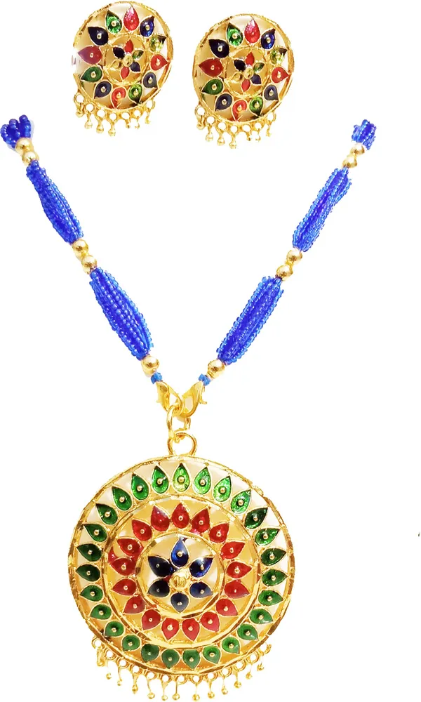 Assamese_Traditional_Multi_Colour_Japi_Tassel_Jewellery_Set_For_Women